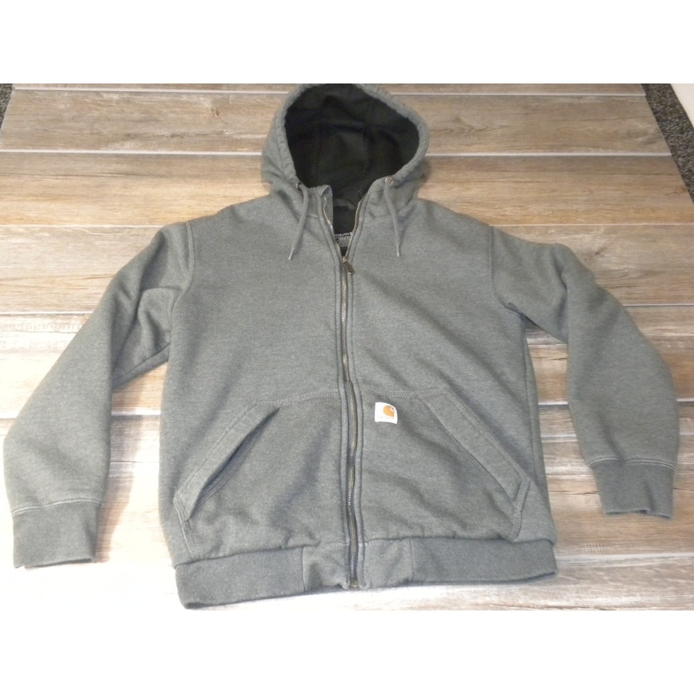 Carhartt Sweatshirt Mens S Gray Paxton Thermal Lined Rain Defender Full Zip Hood